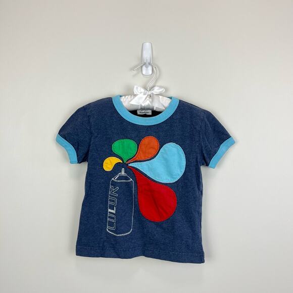 Mini Boden Spray Paint Applique Ringer Tee 2-3 - Picture 1 of 5
